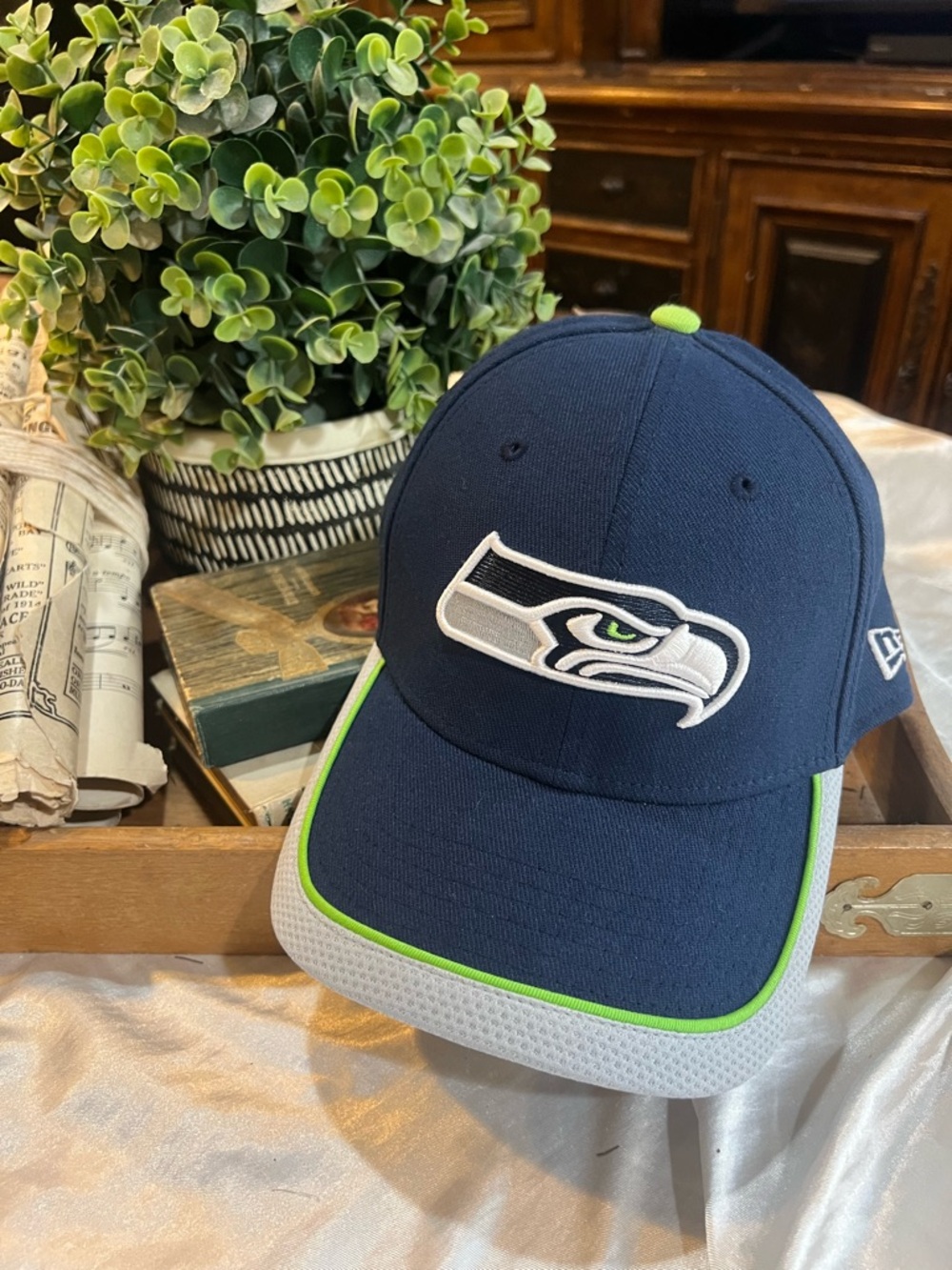 New Era Navy and Lime Seattle Seahawks Fitted Cap